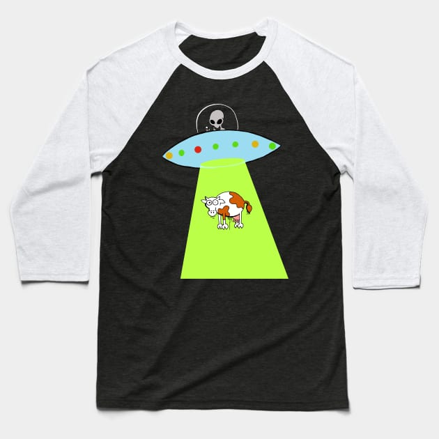 UFO and cow Baseball T-Shirt by lucamendieta